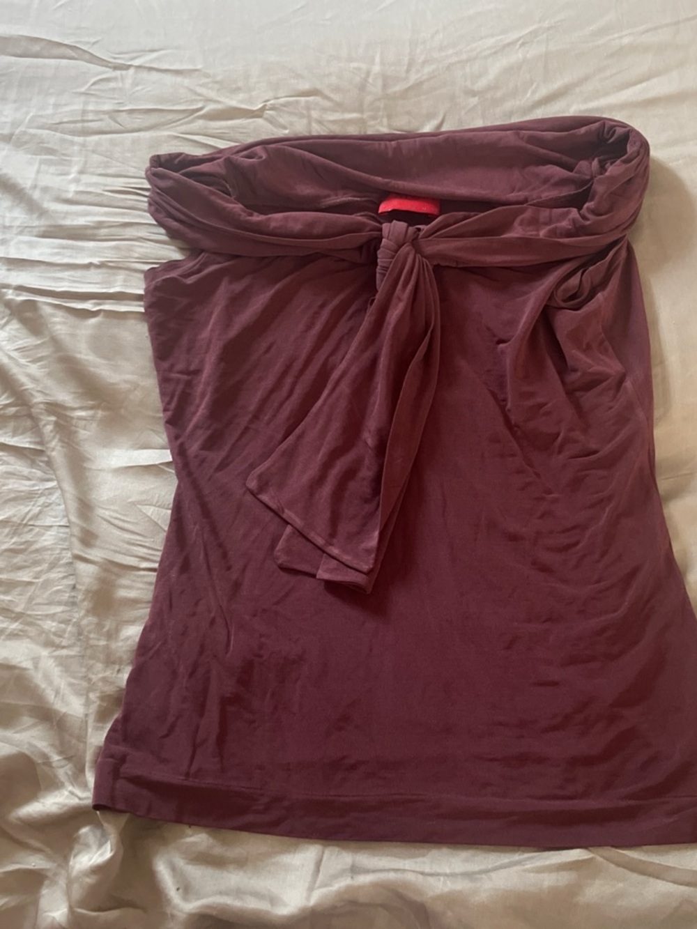 Women's Strapless Tie-Front Tank Top - Plum